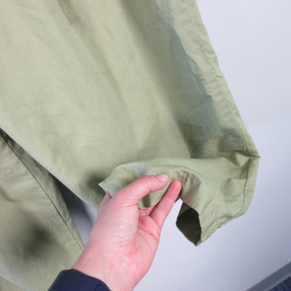 Uniqlo Pleated Cropped Pants High Waist Wide Leg Casual Green Linen Rayon 398 - Picture 6 of 13